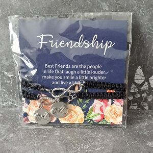 Black and Silver Friendship Charm Bracelets